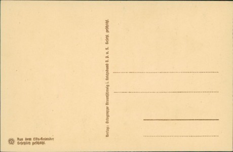 Adressseite der Ansichtskarte Braunschweig, Burgplatz - Blick auf die Burg, Rathausturm, Dom und Burglöwe, Steindruck