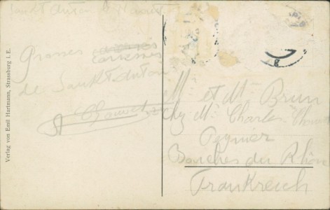 Adressseite der Ansichtskarte St. Jakob in Defereggen, Teilansicht mit Kirche