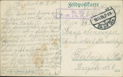 Adressseite der Ansichtskarte Époye, Kirche / église