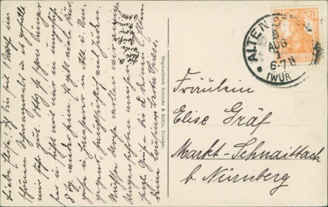 Adressseite der Ansichtskarte Altensteig, Gesamtansicht