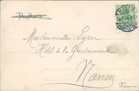 Adressseite der Ansichtskarte Halle (Saale), Alte Promenade m. Post