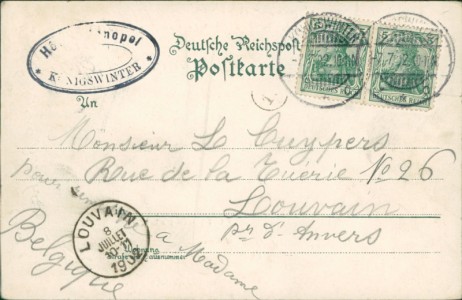 Adressseite der Ansichtskarte Gruss vom Rheindampfer Arnold Walpod, 