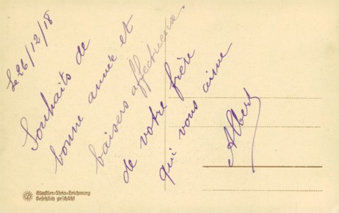 Adressseite der Ansichtskarte Alzey, Schlosstor (Künstler-Stein-Zeichnung)