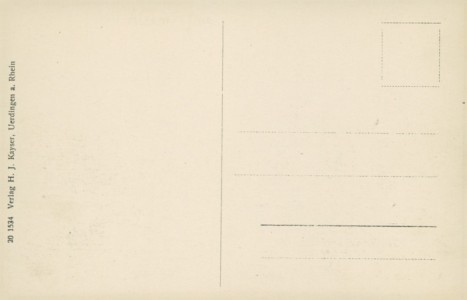 Adressseite der Ansichtskarte Krefeld-Uerdingen, Gesamtansicht mit Bahnstrecke