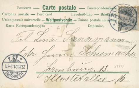 Adressseite der Ansichtskarte Hamburg, Schaarmarkt