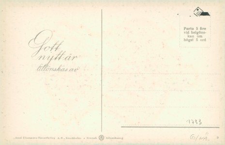 Adressseite der Ansichtskarte Birger-Ericson, Gott nytt år