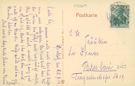 Adressseite der Ansichtskarte Rochlitz, Blick nach dem Rochlitzer Berge