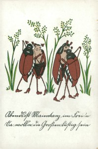 Alte Ansichtskarte Pfingsten, Tanzende Maikäfer