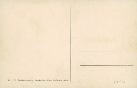 Adressseite der Ansichtskarte Karlsruhe, Residenzschloß u. Zeppelin