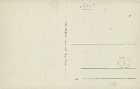 Adressseite der Ansichtskarte Sulzbach/Saar, Marktstraße