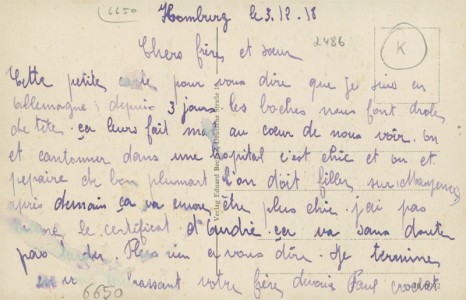 Adressseite der Ansichtskarte Homburg, Partie an der Saarbrücker Straße