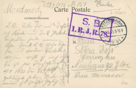 Adressseite der Ansichtskarte Montmédy, Bahnhof