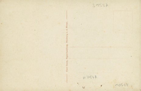 Adressseite der Ansichtskarte Nienburg (Weser), Partie am Kriegerdenkmal