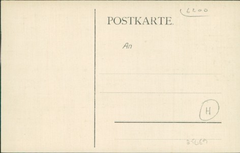 Adressseite der Ansichtskarte Wiesbaden, "Alt-Wiesbaden i. Jahre 1834" - nach Stahlstich - Altes Theater (Wilhelmstraße)