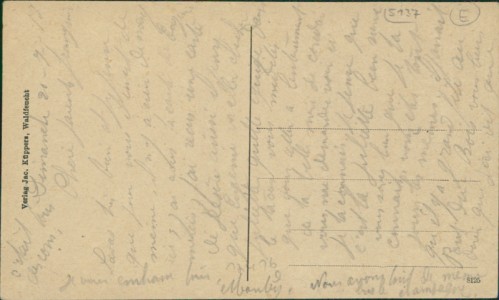 Adressseite der Ansichtskarte Waldfeucht, Straßenpartie mit Untertor, Wappen (OBERER UND UNTERER RAND DEUTLICH BESCHNITTEN)