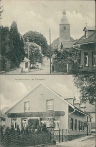 Alte Ansichtskarte Lindlar, Teilansicht mit Kirche, Restauration zur Schweiz