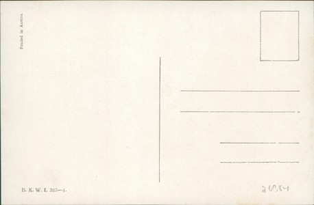 Adressseite der Ansichtskarte Karl Feiertag, Kinder in Holländer-Tracht, Windmühlen im Hintergrund