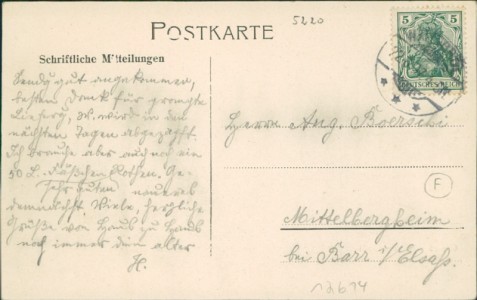 Adressseite der Ansichtskarte Waldbröl, Gesamtansicht