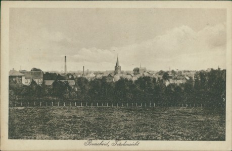 Alte Ansichtskarte Burscheid, Gesamtansicht (GEDRUCKT AUF DÜNNEREM PAPIER)