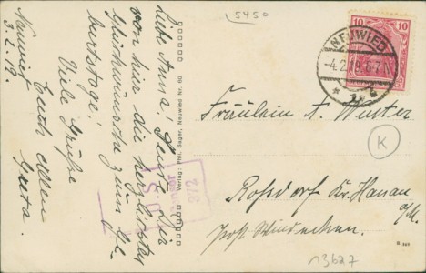 Adressseite der Ansichtskarte Neuwied, Friedrichstraße