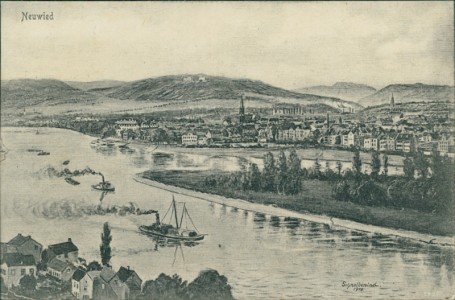 Alte Ansichtskarte Neuwied, Gesamtansicht, sign. Schneidewind 1910
