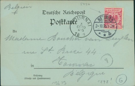 Adressseite der Ansichtskarte Neuwied, Fürstliches Schloss im Mondschein