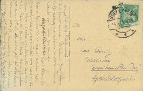 Adressseite der Ansichtskarte Bad Godesberg, Töchterheim Gelderblom