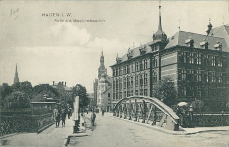 Alte Ansichtskarte Hagen, Partie a. d. Maschinenbauschule
