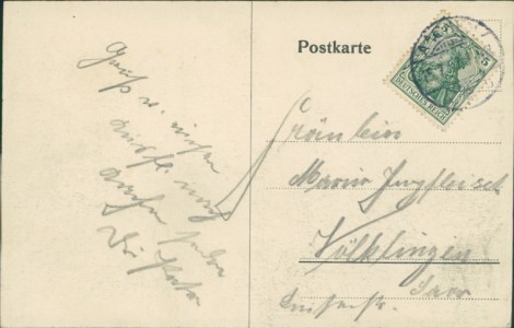 Adressseite der Ansichtskarte Aachen, Belvedere auf dem Lousberg