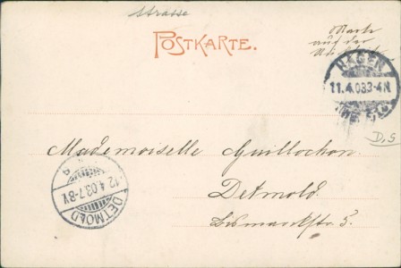 Adressseite der Ansichtskarte Hagen, Elberfelderstrasse