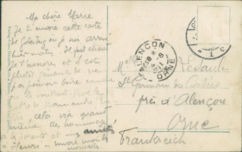 Adressseite der Ansichtskarte Bad Godesberg, Blick von der Ruine auf das Siebengebirge und den Petersberg