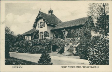 Alte Ansichtskarte Dortmund, Kaiser-Wilhelm-Hain, Gärtnerhäuschen