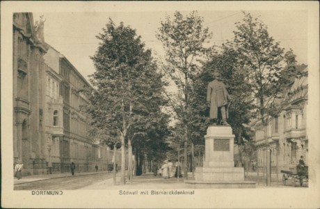 Alte Ansichtskarte Dortmund, Südwall mit Bismarckdenkmal