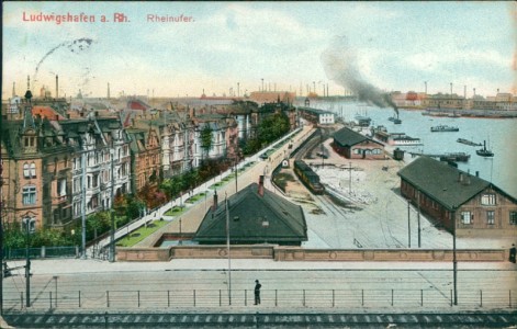 Alte Ansichtskarte Ludwigshafen am Rhein, Rheinufer