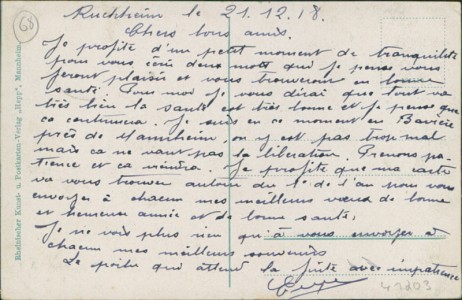 Adressseite der Ansichtskarte Ludwigshafen am Rhein-Mundenheim, Evangl. Kirche