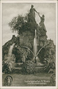 Alte Ansichtskarte Ludwigshafen am Rhein, Jubiläumsbrunnen