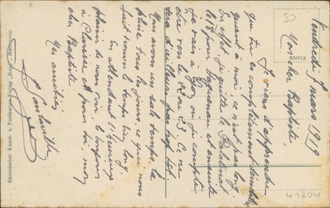 Adressseite der Ansichtskarte Ludwigshafen am Rhein-Mundenheim, Hauptstrasse mit Straßenbahn