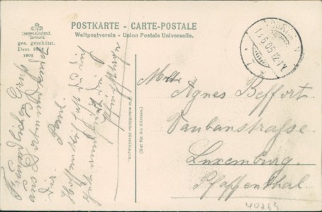 Adressseite der Ansichtskarte Dortmund, Olympiatheater