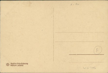 Adressseite der Ansichtskarte Danzig / Gdańsk, Langgassertor (Künstler-Stein-Zeichnung)