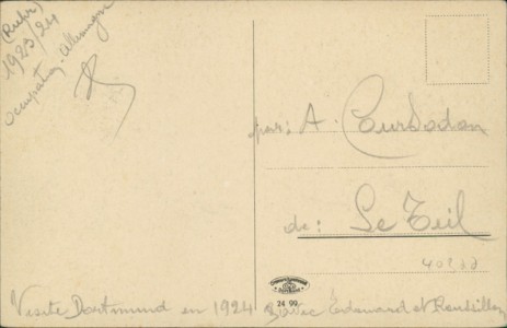 Adressseite der Ansichtskarte Dortmund, Dorstfelerbrücke und Union, Straßenbahn