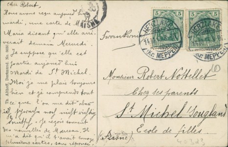 Adressseite der Ansichtskarte Dortmund, Feucht-fröhliche Grüsse aus der Bierstadt Dortmund. Rathaus und Sparkasse