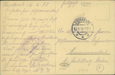 Adressseite der Ansichtskarte Oberhausen-Sterkrade, Centralbüro der Gute Hoffnungshütte