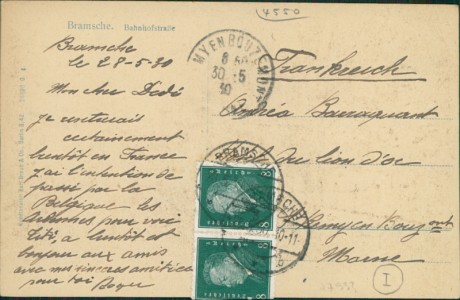 Adressseite der Ansichtskarte Bramsche, Bahnhofstraße