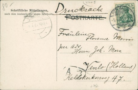 Adressseite der Ansichtskarte Dülmen, Forsthaus im Herzogl. Park