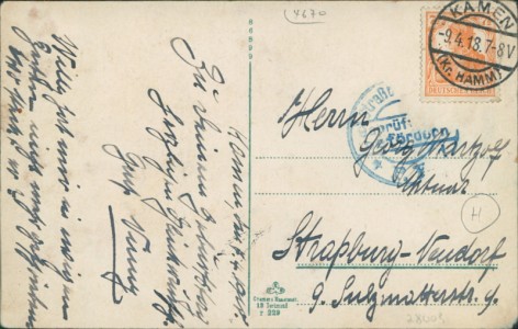 Adressseite der Ansichtskarte Lünen, Mehrbildkarte mit Zeche Victoria, Markt und Schützenhof