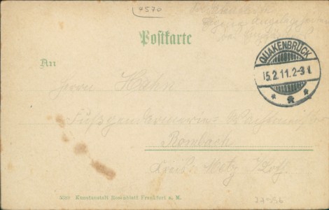 Adressseite der Ansichtskarte Quakenbrück, Oldenburger Hof