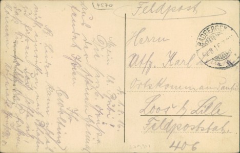 Adressseite der Ansichtskarte Quakenbrück, Rathaus mit Siegesdenkmal u. Börse