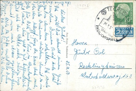 Adressseite der Ansichtskarte Tecklenburg, Südseite