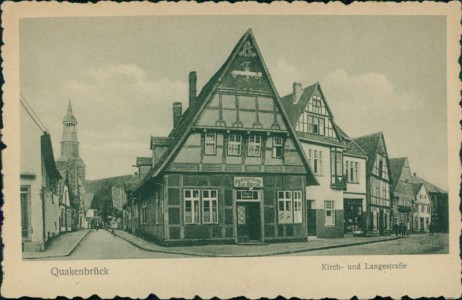Alte Ansichtskarte Quakenbrück, Kirch- und Langestraße