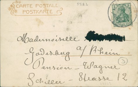 Adressseite der Ansichtskarte Bad Bertrich, Villa Hohenzollern, Besitzer: Louis Zirbes